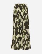 j&x Pantaloni verde deschis din Viscoză cu croi larg cu talie înaltă cu imprimeu leopard Zelmara