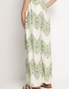 j&x Pantaloni Verzi din Viscoză Largi cu Model Geometric Faneoriela