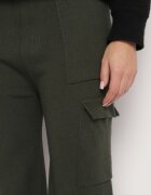 j&x Pantaloni Verzi închis Tricotați cu croi larg cu elastic în talie și buzunare Emarissea
