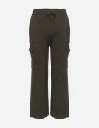 j&x Pantaloni Verzi închis Tricotați cu croi larg cu elastic în talie și buzunare Emarissea