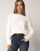 j&x Pulover ajurat cu lână și bumbac decorat cu împletituri Sanani Bej deschis