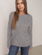 j&x Pulover ajurat cu lână și bumbac decorat cu împletituri Sanani Gri