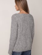 j&x Pulover ajurat cu lână și bumbac decorat cu împletituri Sanani Gri