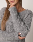 j&x Pulover ajurat cu lână și bumbac decorat cu împletituri Sanani Gri