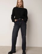 j&x Pulover ajurat cu lână și bumbac decorat cu împletituri Sanani Negru