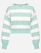 j&x Pulover Alb-Menta în Dungi Decorat cu Fir Metalic Zinellea
