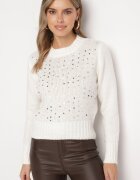 j&x Pulover Bej deschis Clasic cu Bumbac Decorat cu Paiete Savalenne