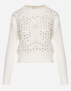j&x Pulover Bej deschis Clasic cu Bumbac Decorat cu Paiete Savalenne