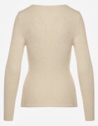 j&x Pulover Bej deschis Mulat din tricot striat cu bumbac cu decolteu în V Tesma