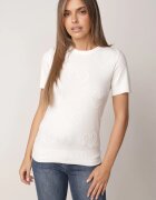 j&x Pulover Bluză din vâscoză cu mânecă scurtă și model cu inimi Nasea Bej deschis