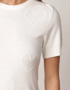 j&x Pulover Bluză din vâscoză cu mânecă scurtă și model cu inimi Nasea Bej deschis