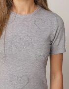 j&x Pulover Bluză din vâscoză cu mânecă scurtă și model cu inimi Nasea Gri
