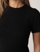 j&x Pulover Bluză din vâscoză cu mânecă scurtă și model cu inimi Nasea Negru