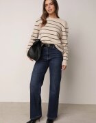 j&x Pulover Casual din lână și bumbac cu croială dreaptă în dungi Nobosa Bej