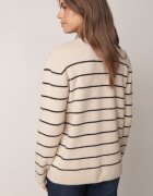 j&x Pulover Casual din lână și bumbac cu croială dreaptă în dungi Nobosa Bej