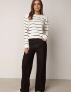 j&x Pulover Casual din lână și bumbac cu croială dreaptă în dungi Nobosa Bej deschis