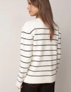j&x Pulover Casual din lână și bumbac cu croială dreaptă în dungi Nobosa Bej deschis