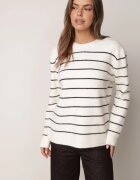 j&x Pulover Casual din lână și bumbac cu croială dreaptă în dungi Nobosa Bej deschis