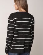 j&x Pulover Casual din lână și bumbac cu croială dreaptă în dungi Nobosa Negru