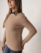 j&x Pulover clasic cu decolteu rotund cu lână și finisaj pufos Velante Bej închis
