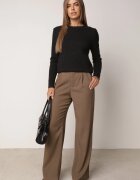 j&x Pulover clasic cu decolteu rotund cu lână și finisaj pufos Velante Negru