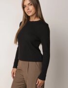 j&x Pulover clasic cu decolteu rotund cu lână și finisaj pufos Velante Negru