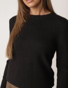 j&x Pulover clasic cu decolteu rotund cu lână și finisaj pufos Velante Negru