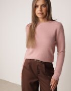 j&x Pulover clasic cu decolteu rotund cu lână și finisaj pufos Velante Roz