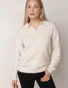 j&x Pulover clasic cu guler polo din tricot moale cu lână Montis Bej deschis