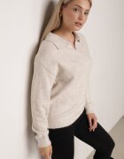 j&x Pulover clasic cu guler polo din tricot moale cu lână Montis Bej deschis