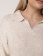 j&x Pulover clasic cu guler polo din tricot moale cu lână Montis Bej deschis