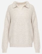j&x Pulover clasic cu guler polo din tricot moale cu lână Montis Bej deschis