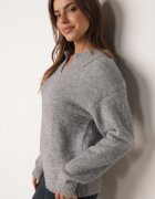 j&x Pulover clasic cu guler polo din tricot moale cu lână Montis Gri