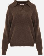 j&x Pulover clasic cu guler polo din tricot moale cu lână Montis Maro