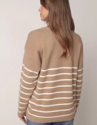j&x Pulover clasic cu lână în dungi orizontale Saminoge Bej