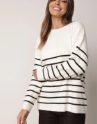 j&x Pulover clasic cu lână în dungi orizontale Saminoge Bej deschis