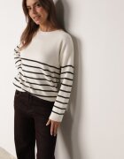 j&x Pulover clasic cu lână în dungi orizontale Saminoge Bej deschis