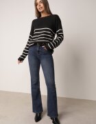 j&x Pulover clasic cu lână în dungi orizontale Saminoge Negru