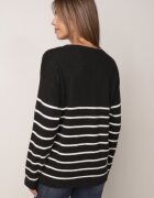 j&x Pulover clasic cu lână în dungi orizontale Saminoge Negru
