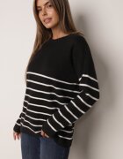 j&x Pulover clasic cu lână în dungi orizontale Saminoge Negru