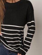 j&x Pulover clasic cu lână în dungi orizontale Saminoge Negru