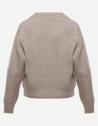 j&x Pulover Clasic cu Lână și Bumbac Decorat cu Broderie în Formă de Inimioare Agastina Bej