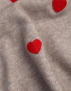 j&x Pulover Clasic cu Lână și Bumbac Decorat cu Broderie în Formă de Inimioare Agastina Bej