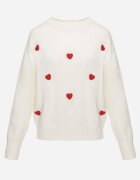 j&x Pulover Clasic cu Lână și Bumbac Decorat cu Broderie în Formă de Inimioare Agastina Bej deschis