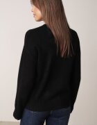j&x Pulover Clasic cu Lână și Bumbac Decorat cu Broderie în Formă de Inimioare Agastina Negru