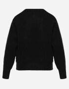 j&x Pulover Clasic cu Lână și Bumbac Decorat cu Broderie în Formă de Inimioare Agastina Negru