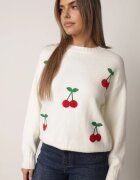 j&x Pulover clasic cu lână și vișine în relief Ellatera Bej deschis