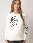 j&x Pulover clasic din lână decorat cu aplicație florală Newlona Bej deschis