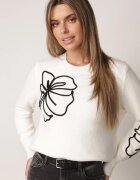 j&x Pulover clasic din lână decorat cu aplicație florală Newlona Bej deschis