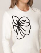 j&x Pulover clasic din lână decorat cu aplicație florală Newlona Bej deschis